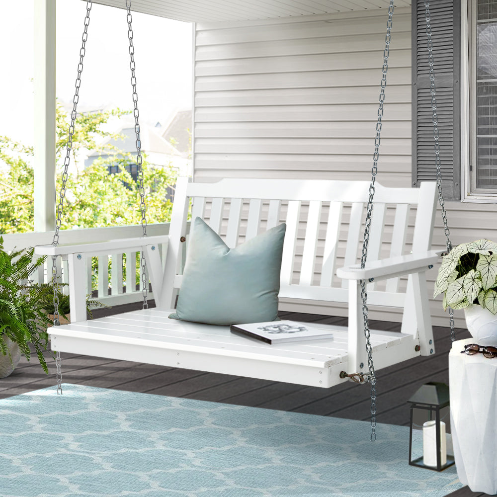 Gardeon Porch Swing Chair with Chain Garden Bench Outdoor Furniture Wooden White-Furniture &gt; Outdoor-PEROZ Accessories