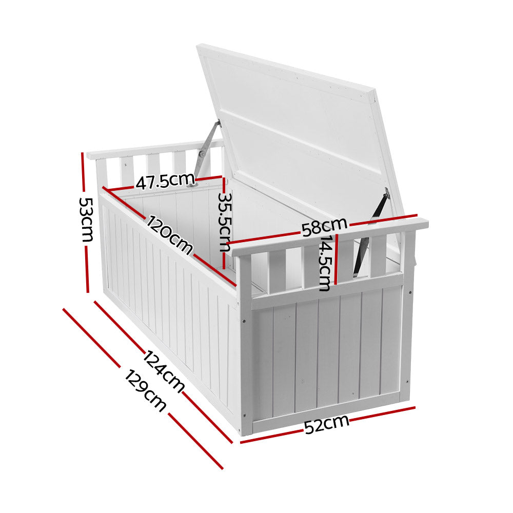 Gardeon Outdoor Storage Box Wooden Garden Bench 129cm Chest Tool Toy Sheds XL-Furniture &gt; Outdoor-PEROZ Accessories