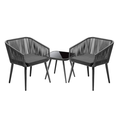 Livsip Outdoor Furniture 3 Piece Lounge Setting Chairs Side Table Bistro Set Patio | PEROZ Australia