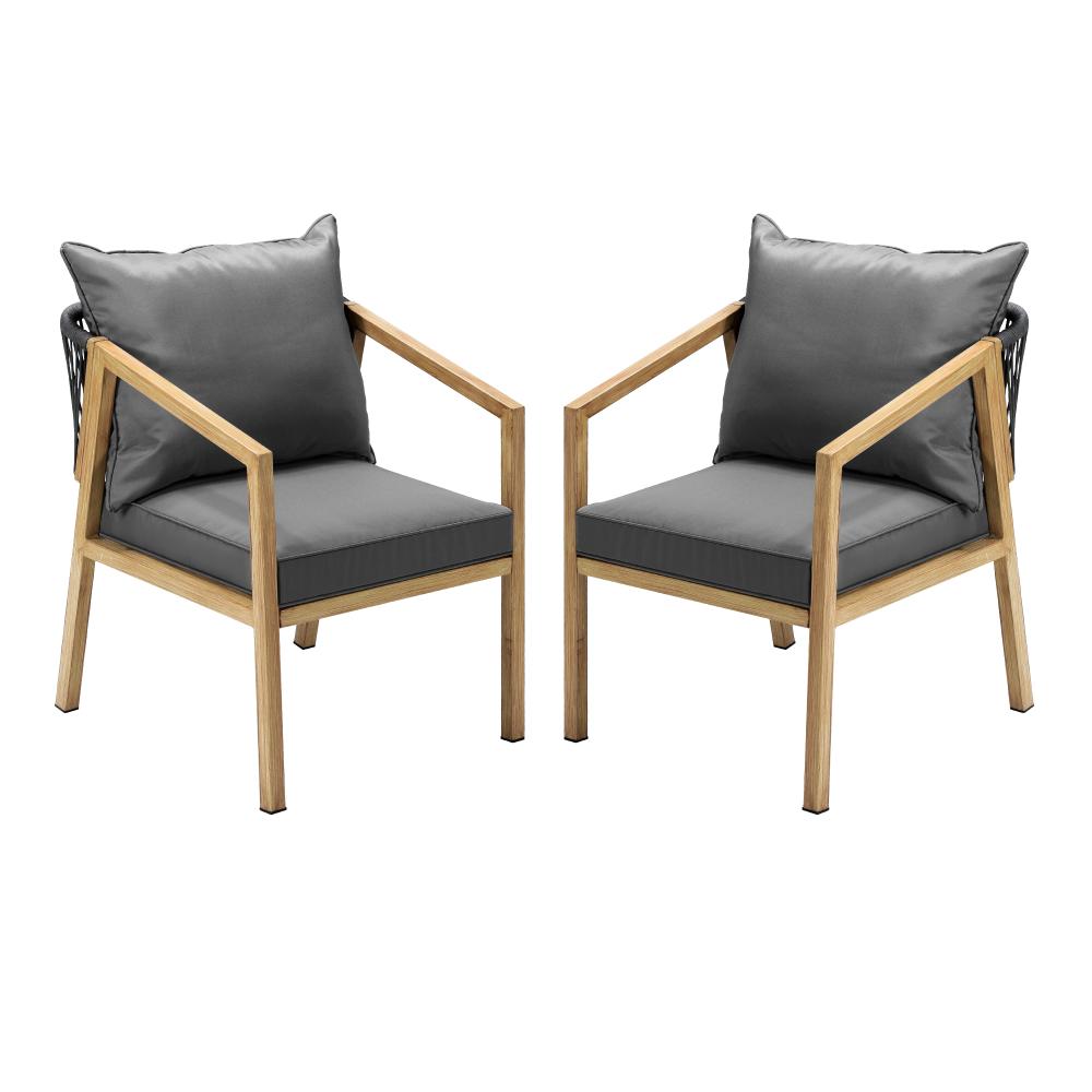 Livsip 2PCS Outdoor Furniture Chairs Garden Patio Lounge Set Steel Frame Beige |PEROZ Australia