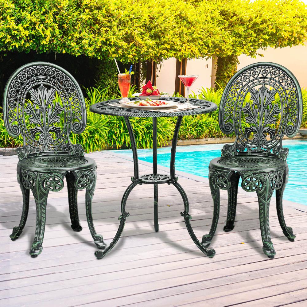 Livsip Bistro Setting Outdoor Cast Aluminium Table Chair Garden Furniture 3Piece-Outdoor Patio Set-PEROZ Accessories