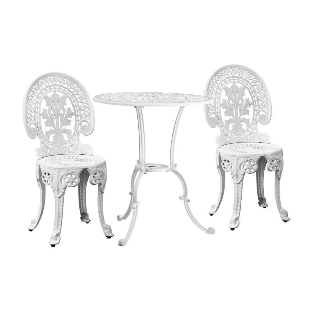 Livsip Outdoor Bistro Setting Cast Aluminium Table and Chair 3PCS Patio Set-Outdoor Patio Set-PEROZ Accessories