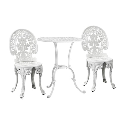 Livsip Outdoor Bistro Setting Cast Aluminium Table and Chair 3PCS Patio Set-Outdoor Patio Set-PEROZ Accessories