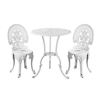 Livsip Outdoor Bistro Setting Cast Aluminium Table and Chair 3PCS Patio Set-Outdoor Patio Set-PEROZ Accessories