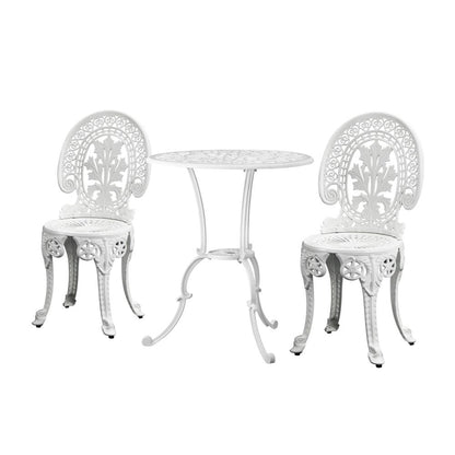 Livsip Outdoor Bistro Setting Cast Aluminium Table and Chair 3PCS Patio Set-Outdoor Patio Set-PEROZ Accessories