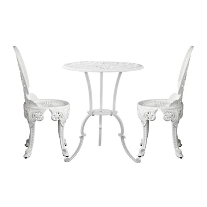 Livsip Outdoor Bistro Setting Cast Aluminium Table and Chair 3PCS Patio Set-Outdoor Patio Set-PEROZ Accessories