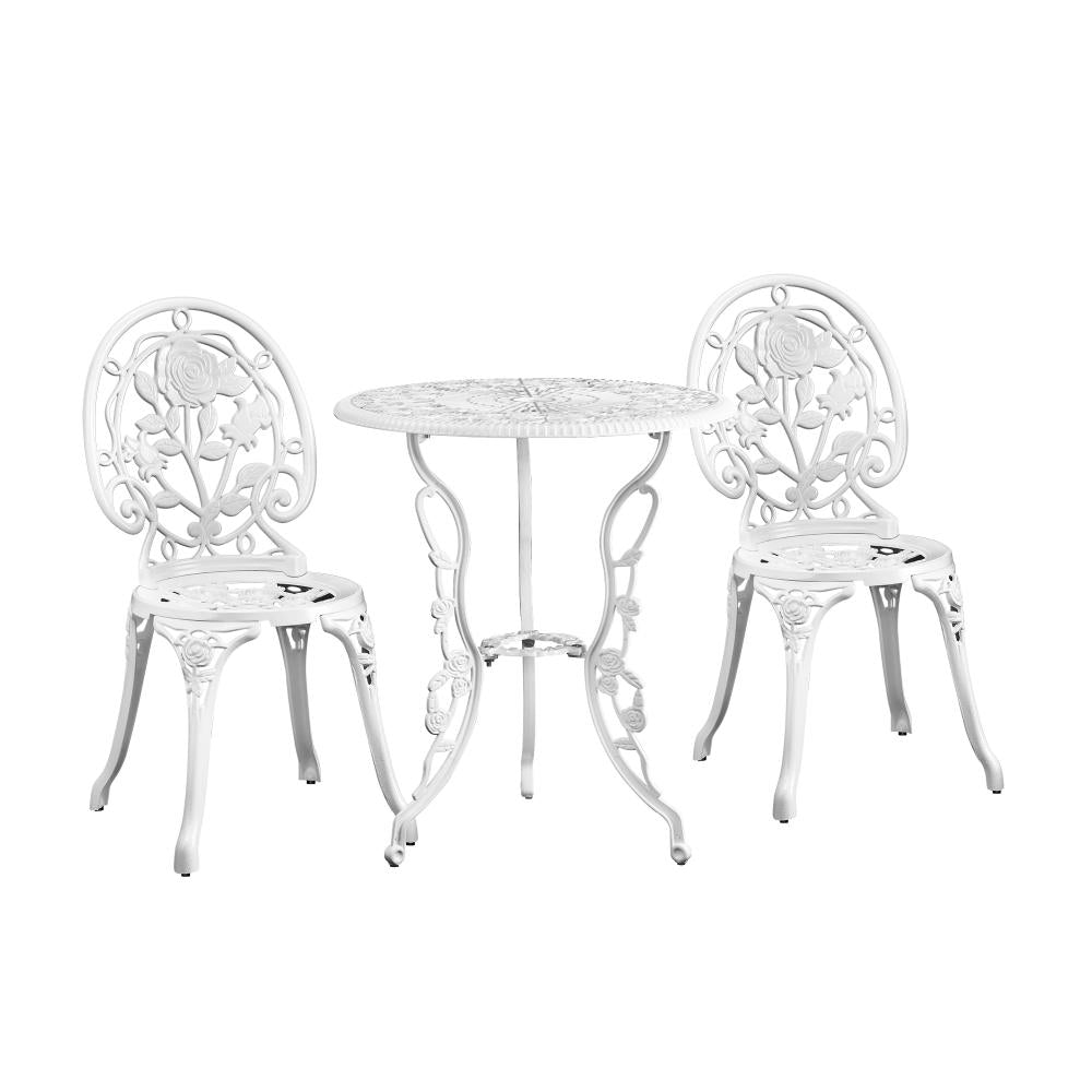 Livsip Outdoor Setting 3 Piece Bistro Chairs Table Set Cast Aluminum Patio Rose-Outdoor Patio Set-PEROZ Accessories