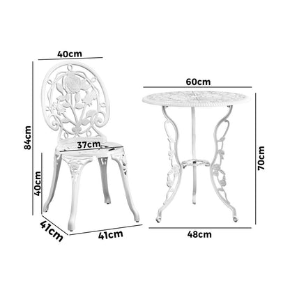 Livsip Outdoor Setting 3 Piece Bistro Chairs Table Set Cast Aluminum Patio Rose-Outdoor Patio Set-PEROZ Accessories