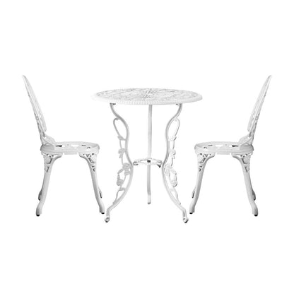 Livsip Outdoor Setting 3 Piece Bistro Chairs Table Set Cast Aluminum Patio Rose-Outdoor Patio Set-PEROZ Accessories