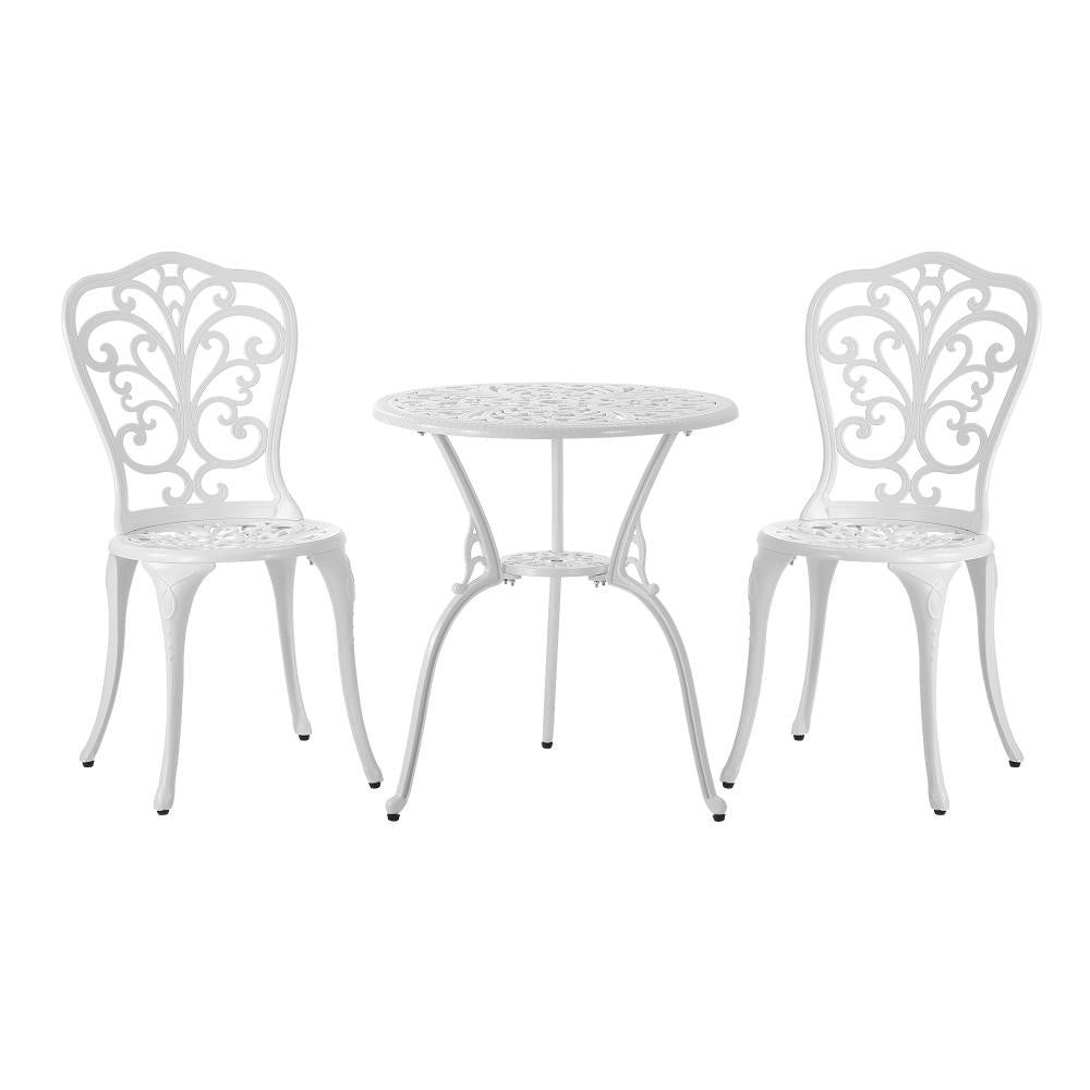 Shop Livsip Bistro Outdoor Setting Chairs Table Patio Dining 3PCS Set Cast Aluminium  | PEROZ Australia