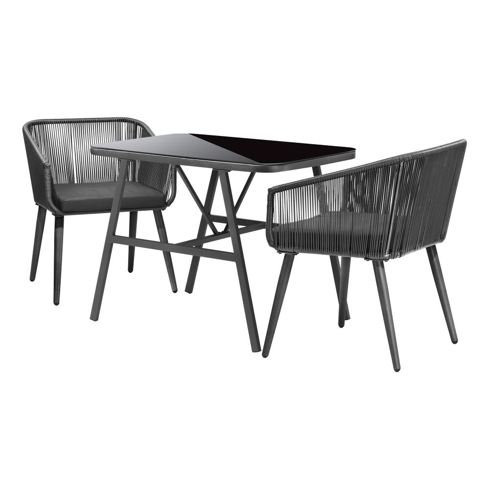 Shop Livsip Outdoor Dining Setting 3 Piece Lounge Patio Furniture Table Chairs Set  | PEROZ Australia