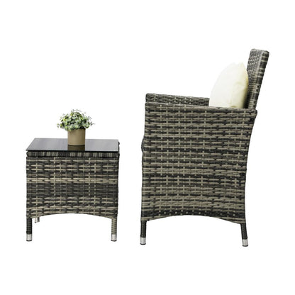 Livsip Outdoor Furniture Setting 3 Piece Wicker Bistro Set Patio Chairs Table-Outdoor Patio Set-PEROZ Accessories