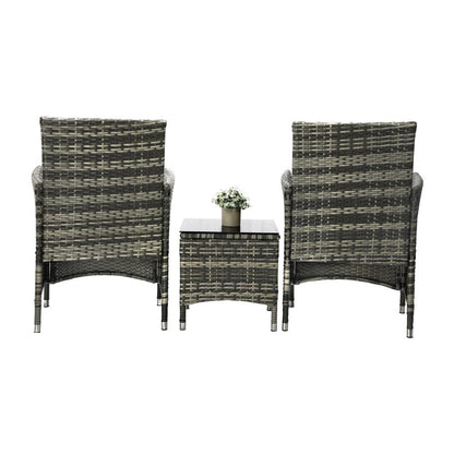 Livsip Outdoor Furniture Setting 3 Piece Wicker Bistro Set Patio Chairs Table-Outdoor Patio Set-PEROZ Accessories