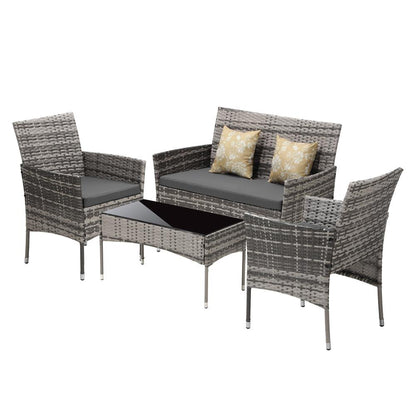 Shop Livsip Outdoor Furniture 4-Piece Lounge Setting Chairs Table Wicker Set Patio  | PEROZ Australia