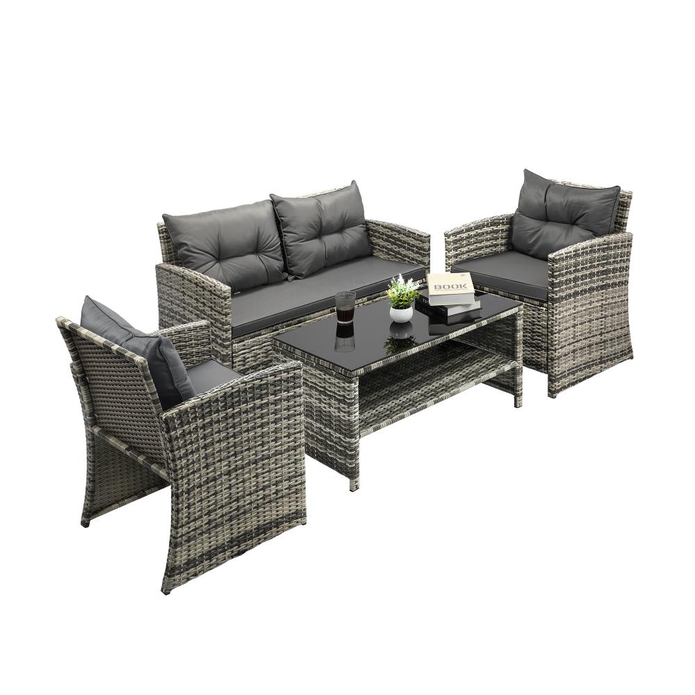 Livsip Outdoor Lounge Set Patio Furniture Dining Chairs Wicker Table 4 Piece-Outdoor Patio Set-PEROZ Accessories