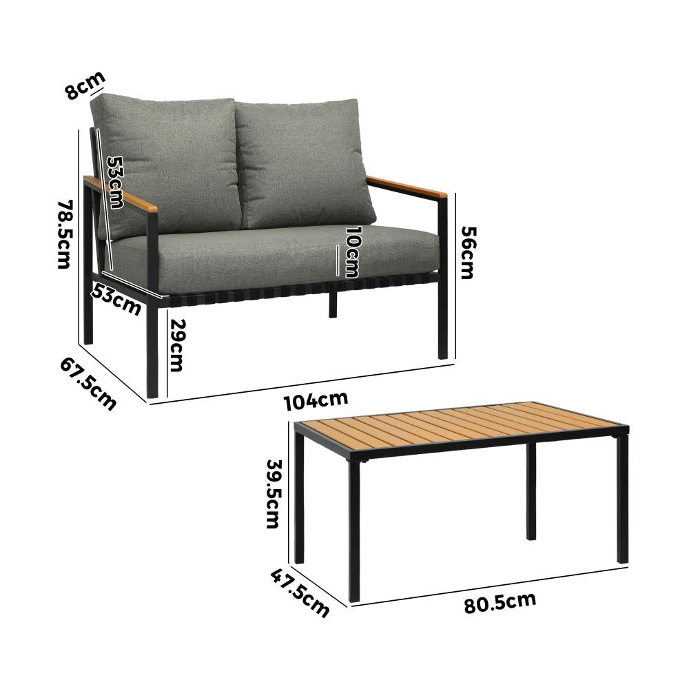 Livsip Outdoor Furniture 2-Piece Dining Set Lounge Patio Chairs Table Setting-Outdoor Patio Set-PEROZ Accessories