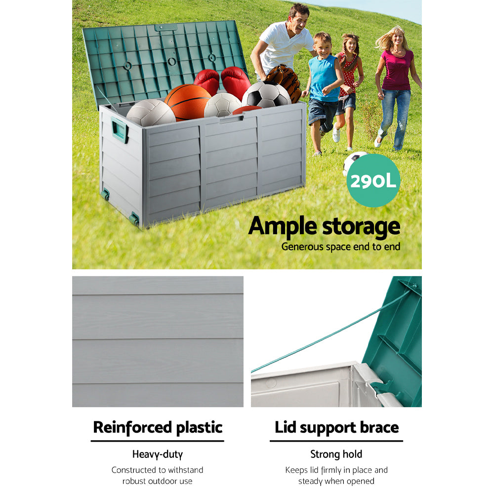 Gardeon 290L Outdoor Storage Box - Green-Home &amp; Garden &gt; Storage-PEROZ Accessories