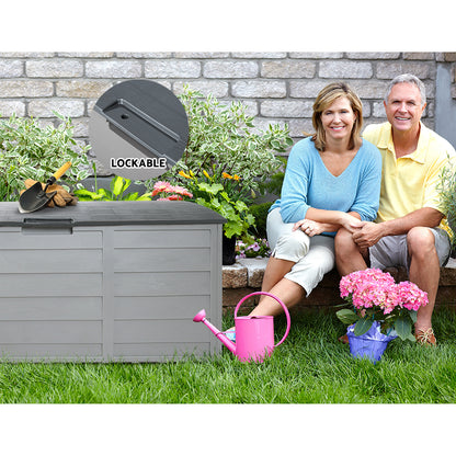 Gardeon 290L Outdoor Storage Box - Grey-Home &amp; Garden &gt; Storage-PEROZ Accessories