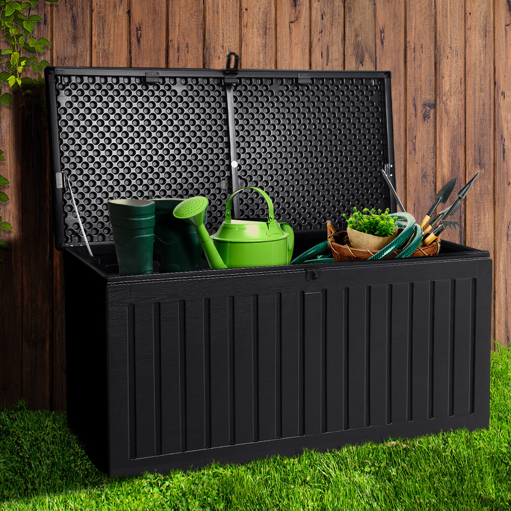 Gardeon Outdoor Storage Box Container Garden Toy Indoor Tool Chest Sheds 270L Black-Home &amp; Garden &gt; Storage-PEROZ Accessories