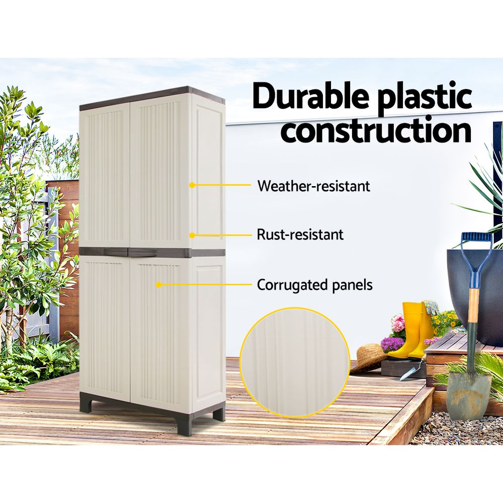 Gardeon Outdoor Storage Cabinet Lockable Cupboard Garage 173cm-Home &amp; Garden &gt; Storage-PEROZ Accessories