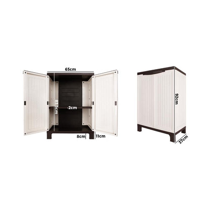 Livsip Outdoor Storage Cabinet Box Garden Garage Cupboard Adjustable Lockable Beige-Outdoor Storage Cabinet-PEROZ Accessories