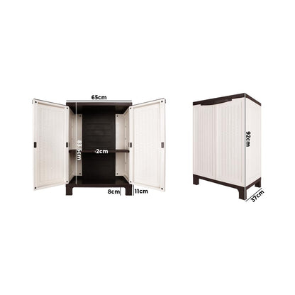 Livsip Outdoor Storage Cabinet Box Garden Garage Cupboard Adjustable Lockable Beige-Outdoor Storage Cabinet-PEROZ Accessories