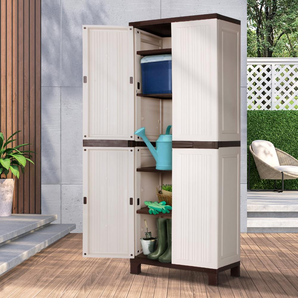 Livsip Outdoor Storage Cabinet Box Garage Garden Cupboard Adjustable Lockable-Outdoor Storage Cabinet-PEROZ Accessories