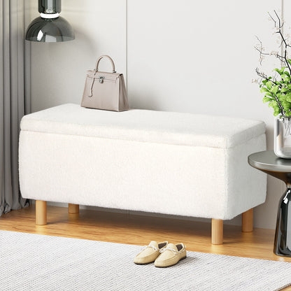 Artiss Storage Ottoman Blanket Box Teddy Fabric Chest Toy Foot Stool Couch White-Home &amp; Garden &gt; Storage - Peroz Australia - Image - 8