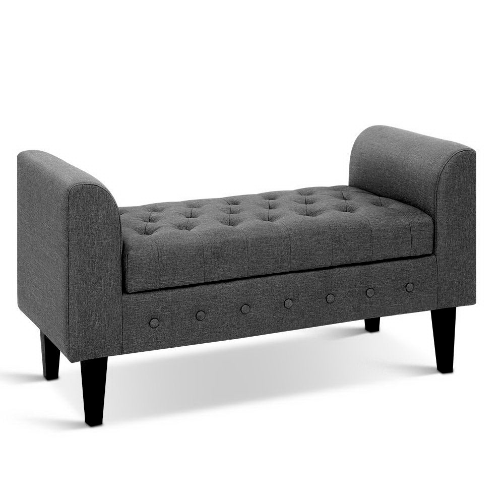 Artiss Fabric Storage Ottoman - Grey-Ottomans - Peroz Australia - Image - 2