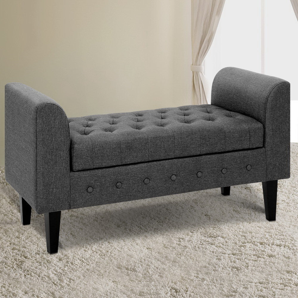 Artiss Fabric Storage Ottoman - Grey-Ottomans - Peroz Australia - Image - 1
