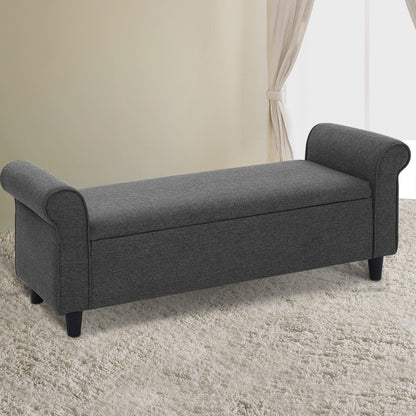 Artiss Storage Ottoman Blanket Box 126cm Linen Fabric Arm Foot Stool Couch Large-Ottomans - Peroz Australia - Image - 1