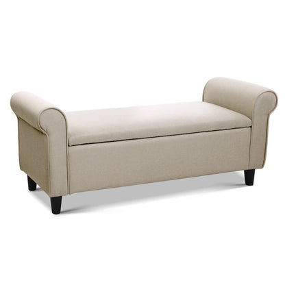 Artiss Storage Ottoman Blanket Box Linen Fabric Arm Foot Stool Couch Chest Large-Ottomans - Peroz Australia - Image - 1