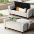 Oikiture Storage Ottoman Blanket Box Linen Fabric Arm Foot Stool Couch Large Beige-Ottoman-PEROZ Accessories
