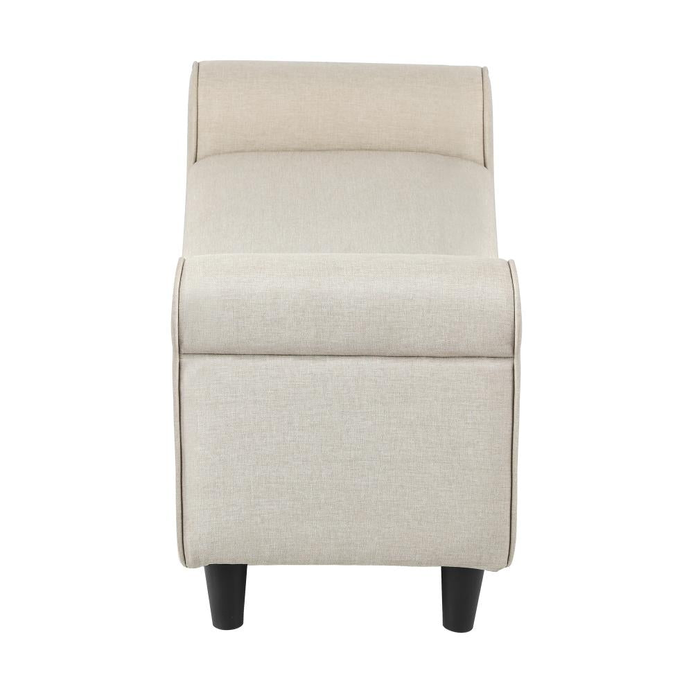 Oikiture Storage Ottoman Blanket Box Linen Fabric Arm Foot Stool Couch Large Beige-Ottoman-PEROZ Accessories