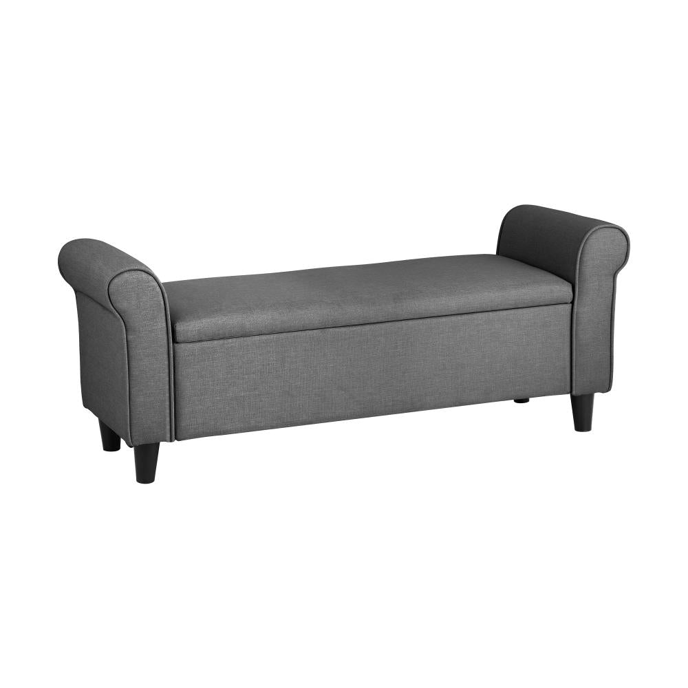 Oikiture Storage Ottoman Blanket Box Linen Fabric Arm Foot Stool Couch Large Grey-Ottoman-PEROZ Accessories