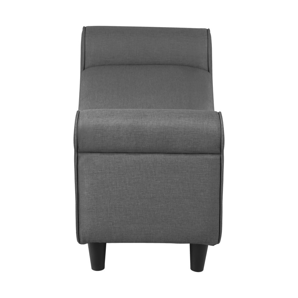 Oikiture Storage Ottoman Blanket Box Linen Fabric Arm Foot Stool Couch Large Grey-Ottoman-PEROZ Accessories