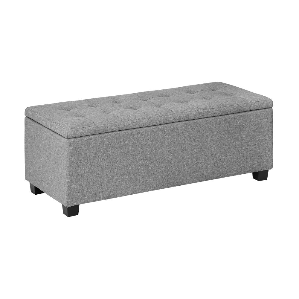 Oikiture Storage Ottoman Blanket Box Faux Linen Chest Toy Foot Stool LARGE-Ottoman-PEROZ Accessories