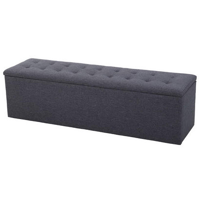 Artiss Storage Ottoman Blanket Box Linen Foot Stool Rest Chest Couch Grey-Ottomans - Peroz Australia - Image - 1