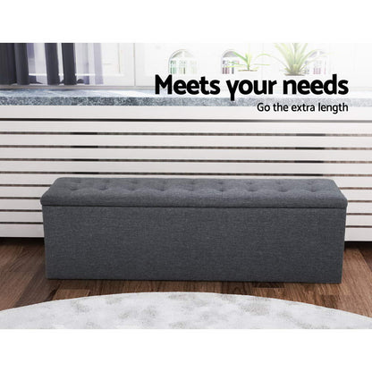 Artiss Storage Ottoman Blanket Box Linen Foot Stool Rest Chest Couch Grey-Ottomans - Peroz Australia - Image - 3