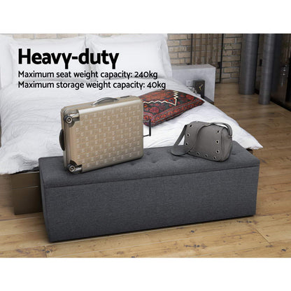 Artiss Storage Ottoman Blanket Box Linen Foot Stool Rest Chest Couch Grey-Ottomans - Peroz Australia - Image - 4