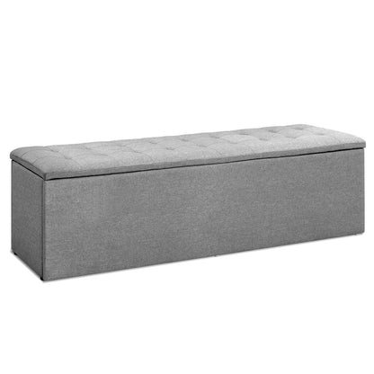 Artiss Storage Ottoman Blanket Box Grey LARGE Fabric Rest Chest Toy Foot Stool-Ottomans - Peroz Australia - Image - 1