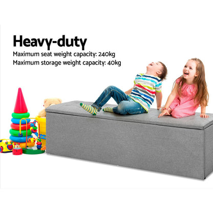 Artiss Storage Ottoman Blanket Box Grey LARGE Fabric Rest Chest Toy Foot Stool-Ottomans - Peroz Australia - Image - 5