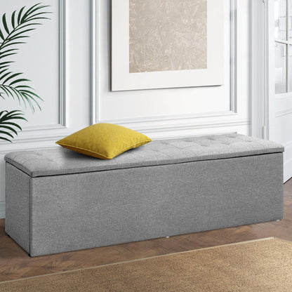 Artiss Storage Ottoman Blanket Box Grey LARGE Fabric Rest Chest Toy Foot Stool-Ottomans - Peroz Australia - Image - 8