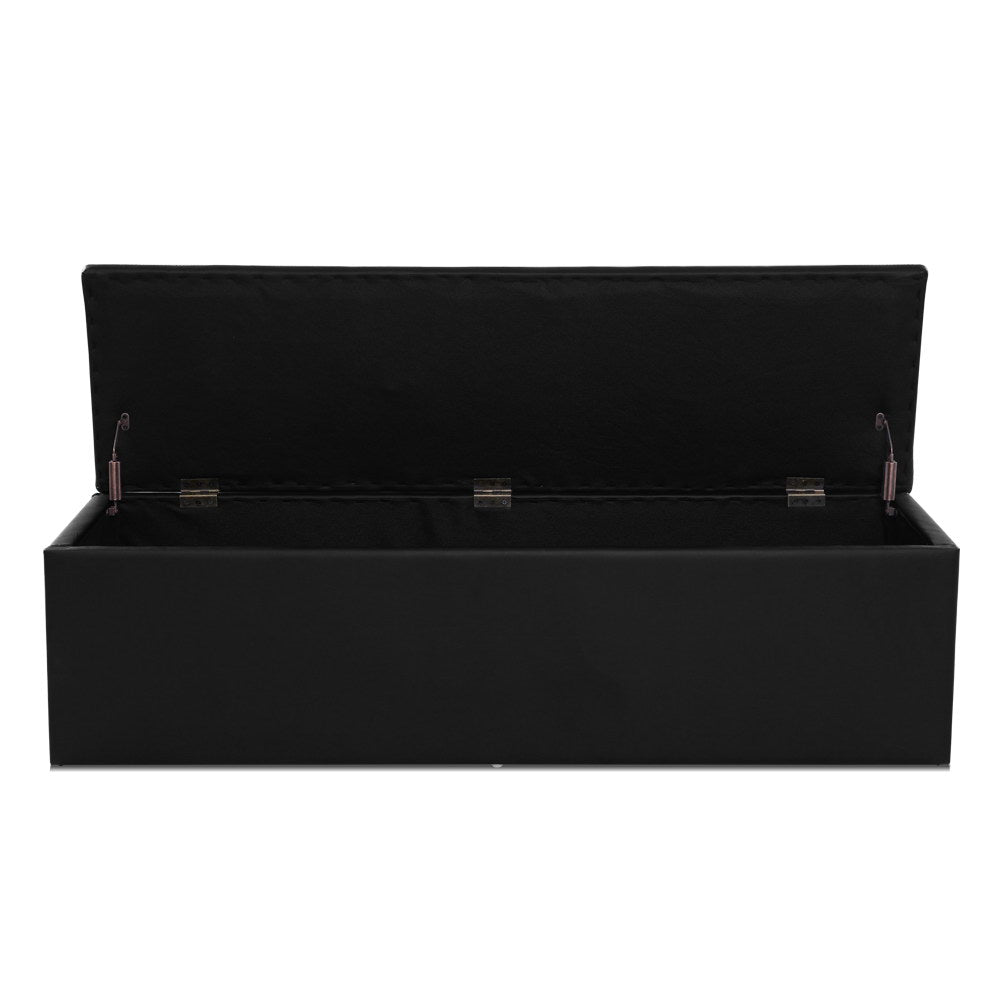 Artiss Storage Ottoman Blanket Box Black LARGE Leather Rest Chest Toy Foot Stool-Ottomans - Peroz Australia - Image - 3