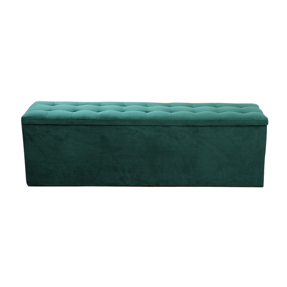 Artiss Storage Ottoman Blanket Box Velvet Foot Stool Rest Chest Couch Green-Ottomans - Peroz Australia - Image - 3