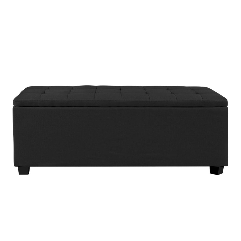 Artiss Storage Ottoman Blanket Box Black Fabric Footstool Chest Couch Seat Toy-Ottomans - Peroz Australia - Image - 3