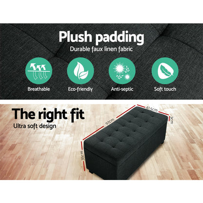 Premium Storage Ottoman - Charcoal-Furniture &gt; Bedroom-PEROZ Accessories