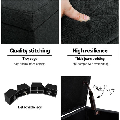 Premium Storage Ottoman - Charcoal-Furniture &gt; Bedroom-PEROZ Accessories