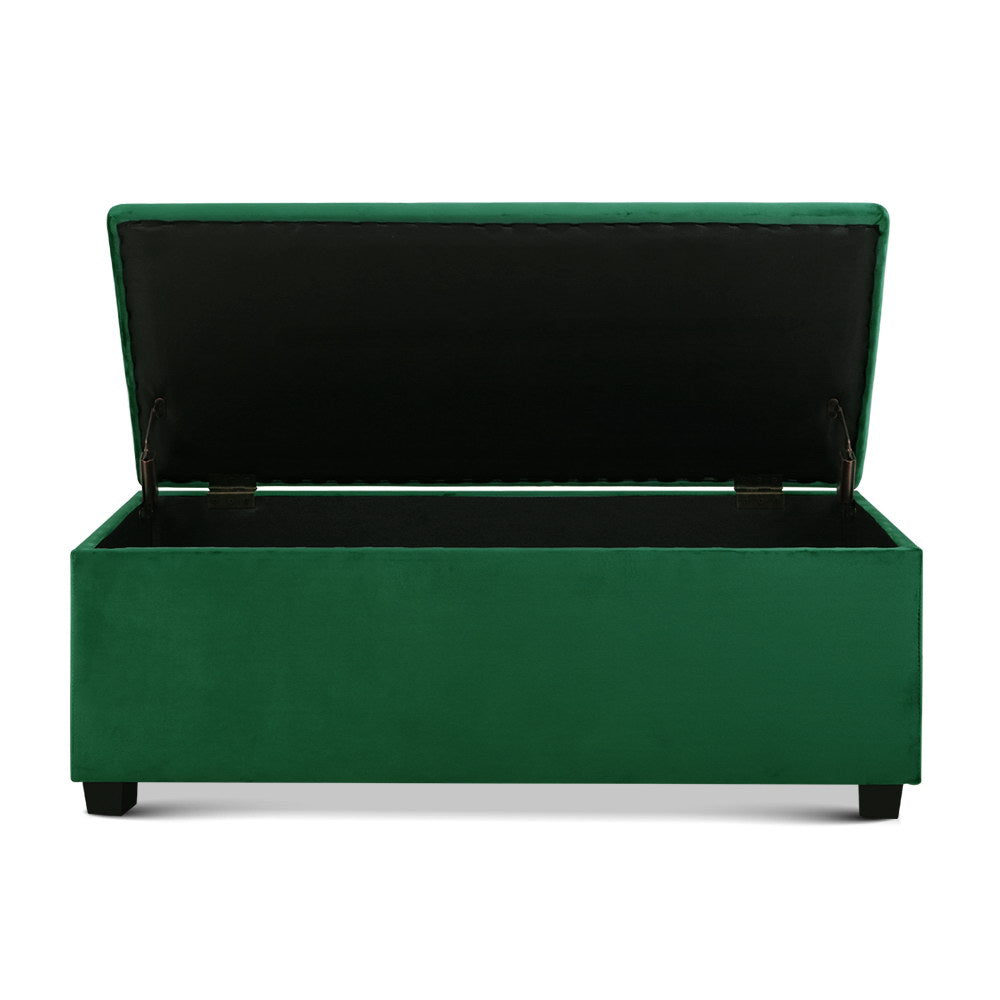 Artiss Storage Ottoman Blanket Box Velvet Footstool Rest Chest Couch Toy Green-Ottomans - Peroz Australia - Image - 3