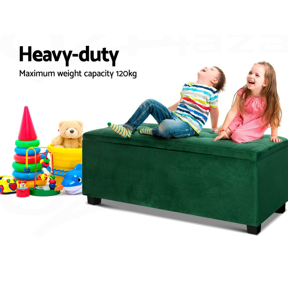 Artiss Storage Ottoman Blanket Box Velvet Footstool Rest Chest Couch Toy Green-Ottomans - Peroz Australia - Image - 4